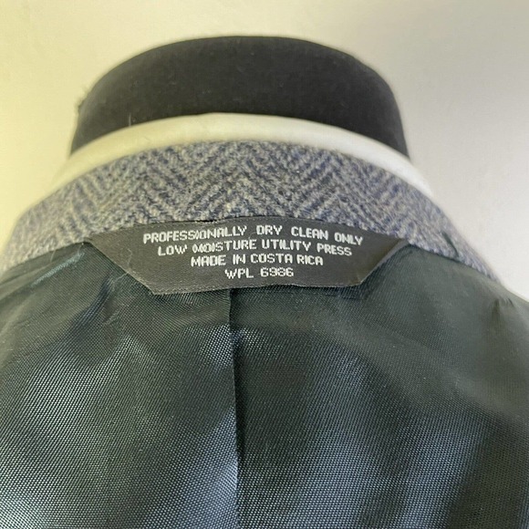 Lord Taylor Hart Marx Sport Coat Blazer Mens 46R Blue Herringbone Tweed Wool - Picture 8 of 9